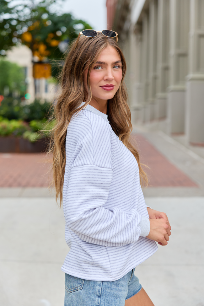 Mattie Grey Striped Sweatshirt