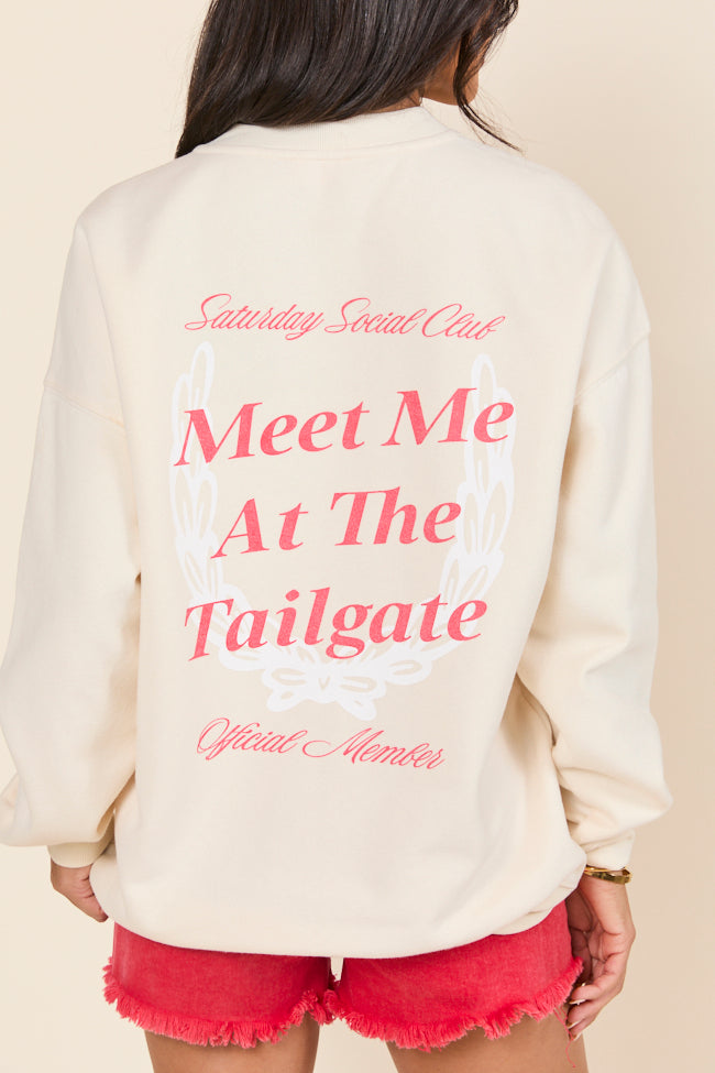 Meet Me At The Tailgate Cream Graphic Sweatshirt