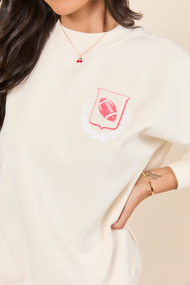 Meet Me At The Tailgate Cream Graphic Sweatshirt