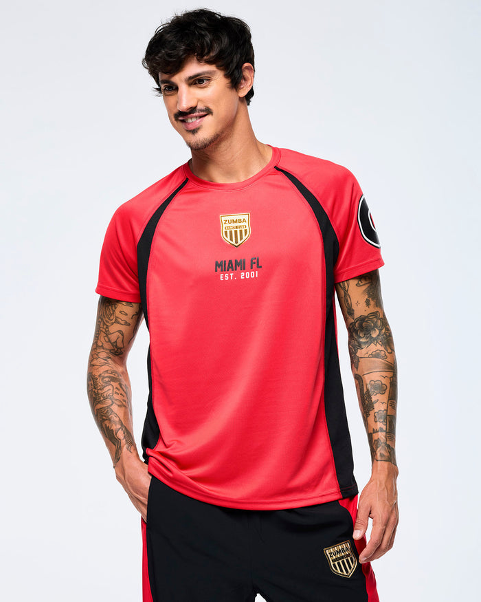 Cherry # Men's Raglan Crew Neck With Shoulder Inserts