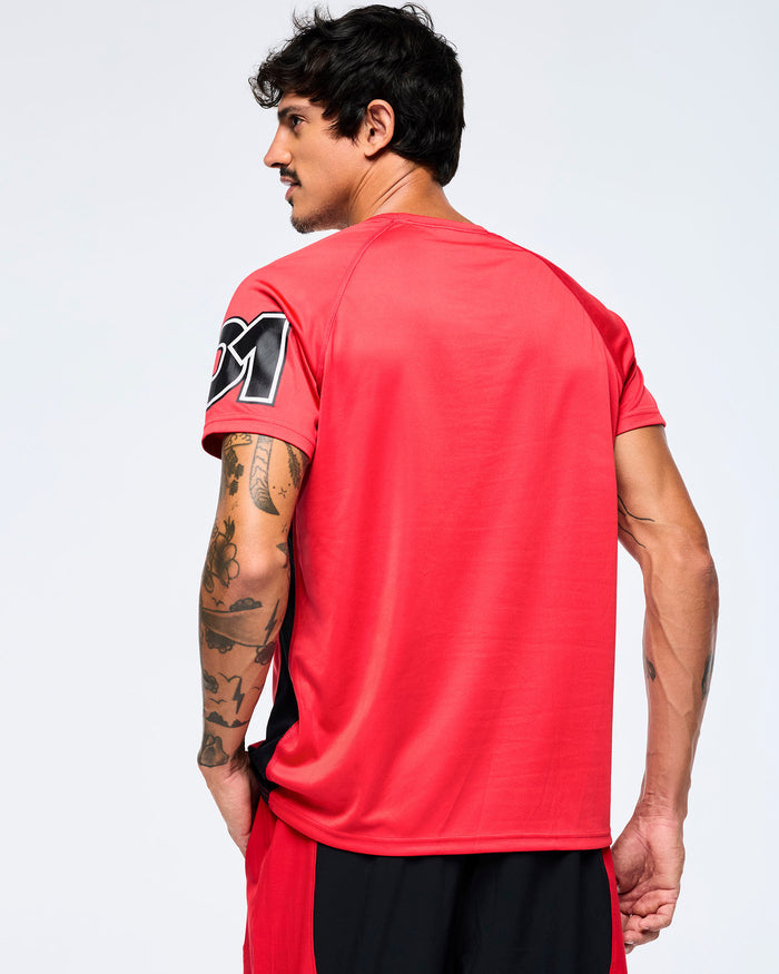 Cherry # Men's Raglan Crew Neck With Shoulder Inserts