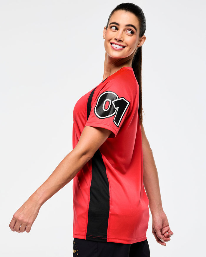 Cherry # Men's Raglan Crew Neck With Shoulder Inserts