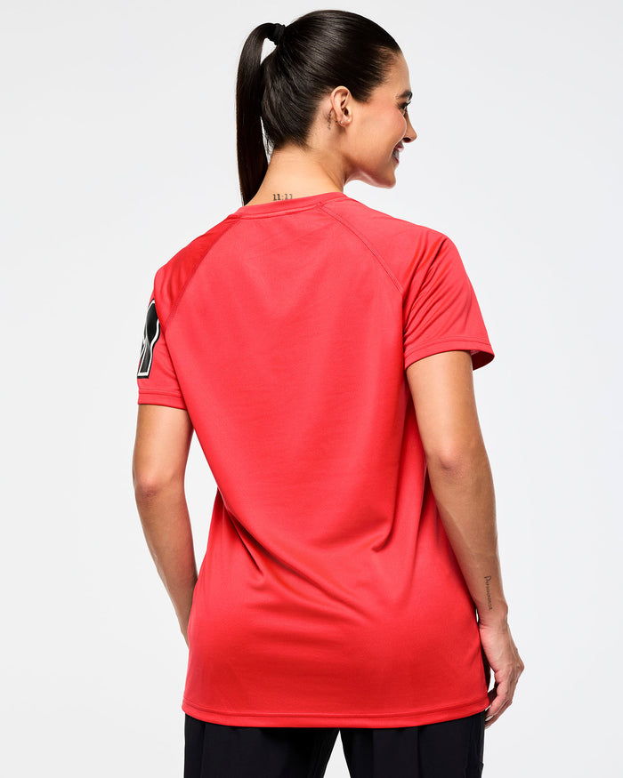 Cherry # Men's Raglan Crew Neck With Shoulder Inserts