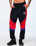 Bold Black # Men's Woven Track Pants With Inserts And Side Snaps