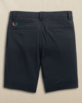 The back view of the Southern Tide Miami Hurricanes brrr°®-die 8" Performance Short by Southern Tide - Caviar Black