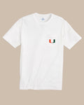 The front view of the Southern Tide Miami Hurricanes Gameday Embroidered Short Sleeve T-Shirt by Southern Tide - Classic White