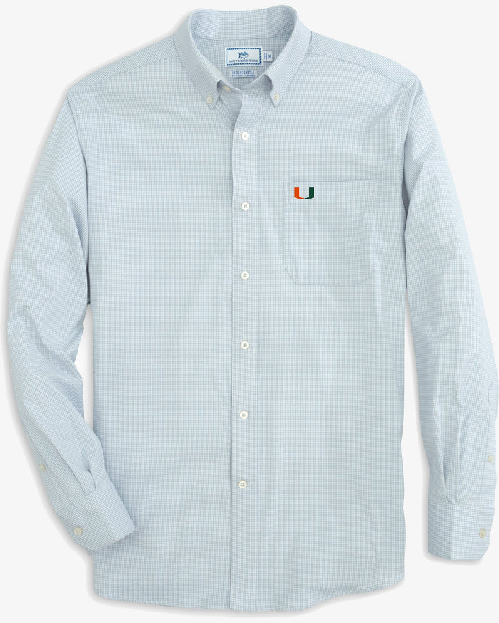Miami Hurricanes Gingham Button Down Shirt