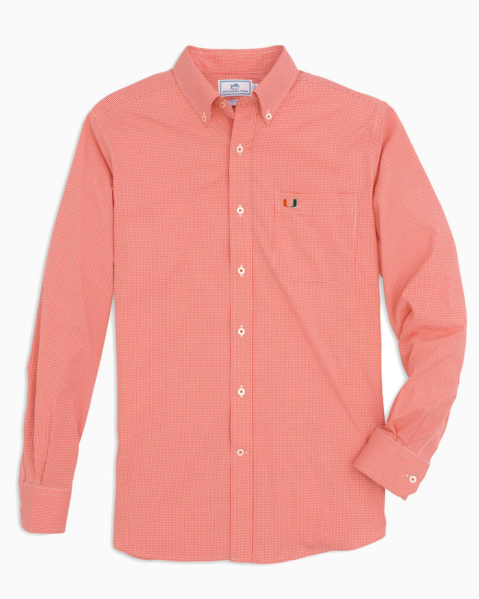 Miami Hurricanes Gingham Button Down Shirt