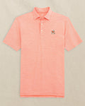 The front view of the Southern Tide Miami Sebastian the Ibis Driver Spacedye Polo by Southern Tide - Endzone Orange