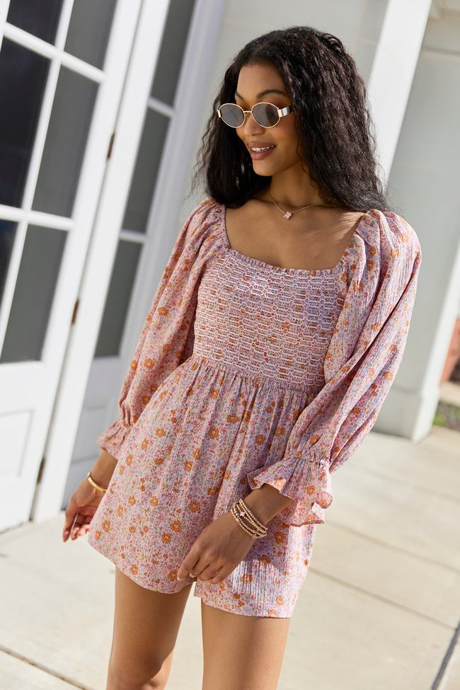 Millie Pink Floral Smocked Top Romper FINAL SALE