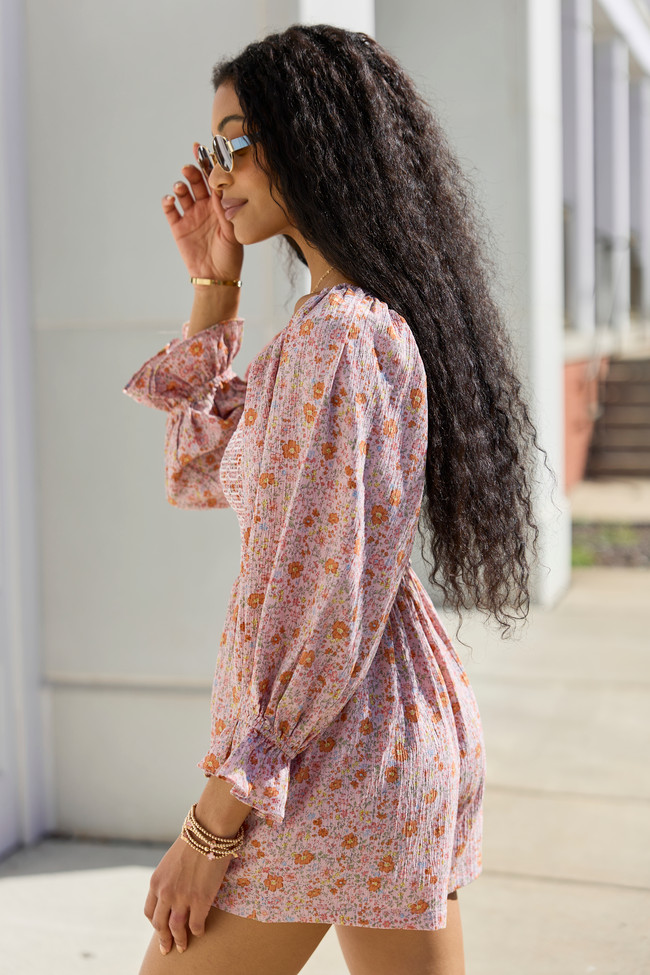 Millie Pink Floral Smocked Top Romper FINAL SALE