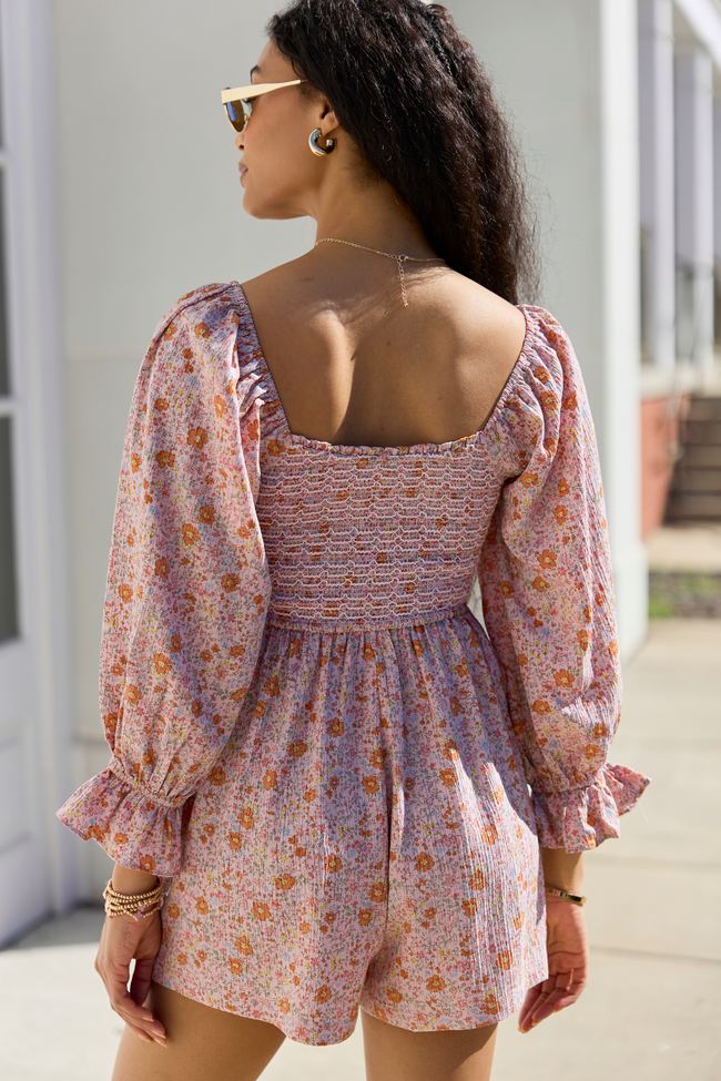 Millie Pink Floral Smocked Top Romper FINAL SALE