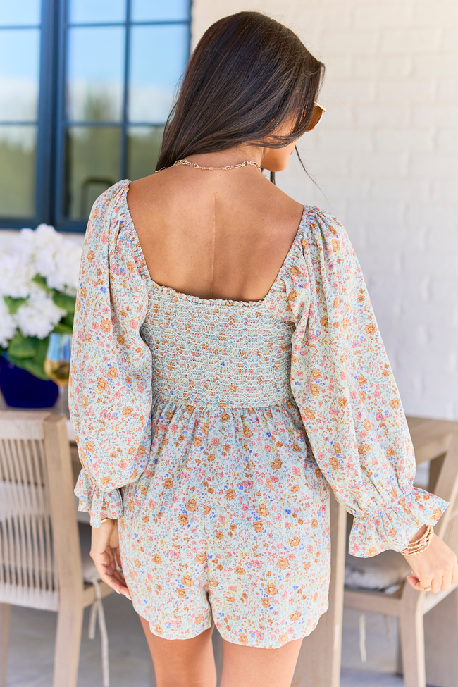 Millie Sage Floral Smocked Top Romper FINAL SALE