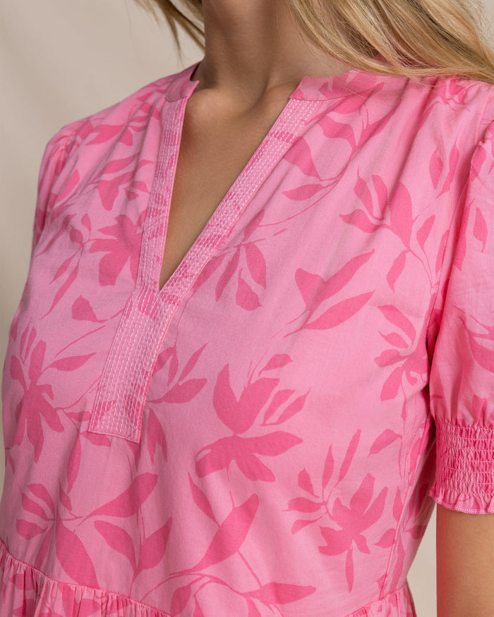 The detail view of the Southern Tide Mina Printed Dress by Southern Tide - Sea Pink