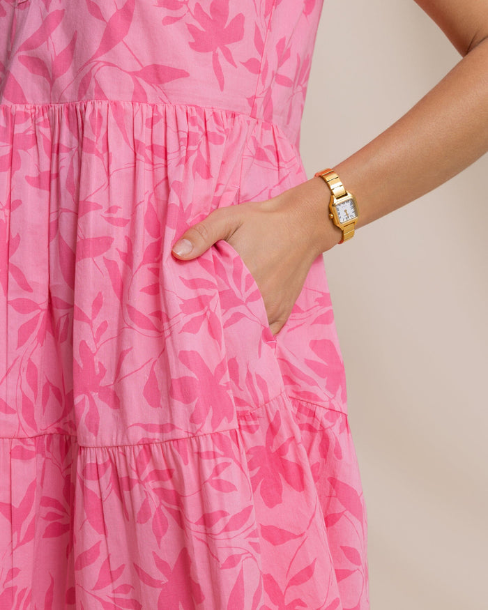 The detail view of the Southern Tide Mina Printed Dress by Southern Tide - Sea Pink