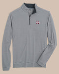 The front view of the Mississippi State Bulldogs Cruiser Micro-Stripe Heather Quarter Zip by Southern Tide - Heather Black