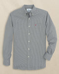 The front view of the Southern Tide Mississippi State Bulldogs Gingham Button Down Shirt by Southern Tide - Black