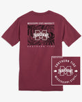 The back view of the Mississippi State Bulldogs Halftone Monstera T-Shirt by Southern Tide - Chianti