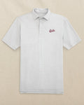 The front view of the Southern Tide Mississippi State Script Driver Spacedye Polo by Southern Tide - Slate Grey