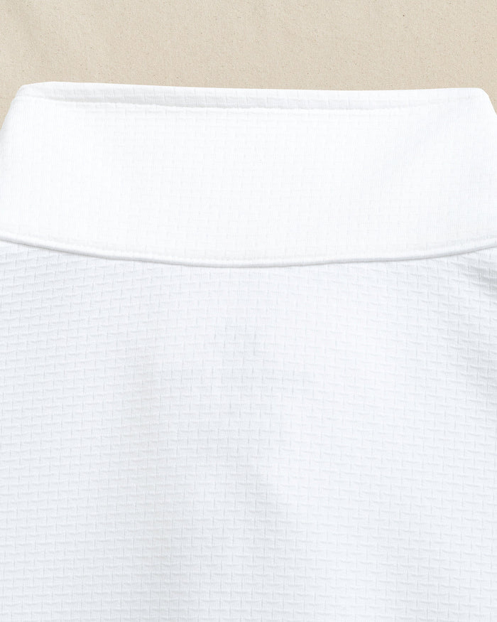 The detail view of the Southern Tide Missouri Tigers Schooner Quarter Zip by Southern Tide - Classic White