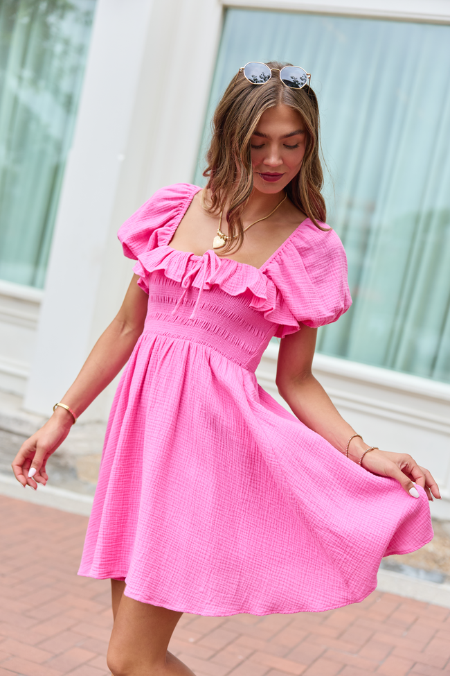Monica Pink Smocked Top Dress FINAL SALE