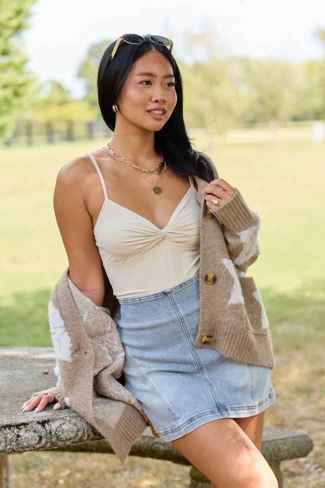 More Than Wishes Brown Star Cardigan
