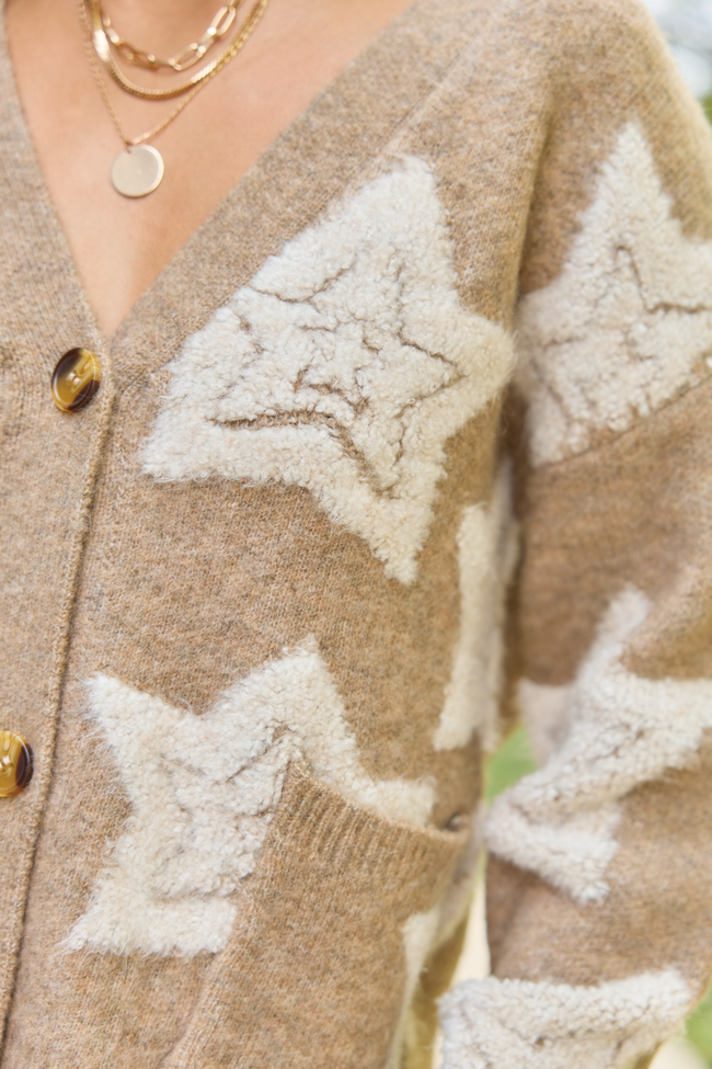 More Than Wishes Brown Star Cardigan
