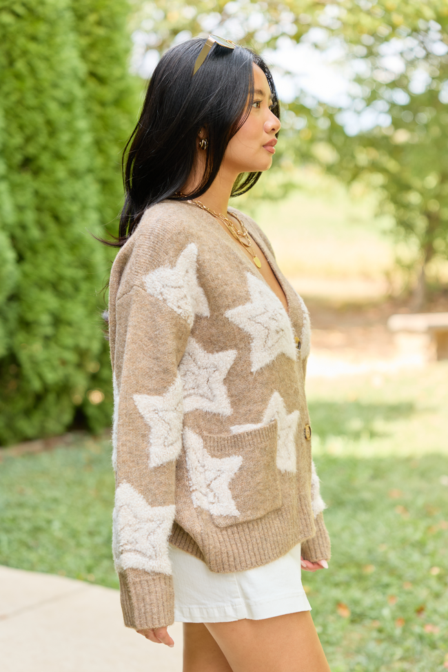 More Than Wishes Brown Star Cardigan