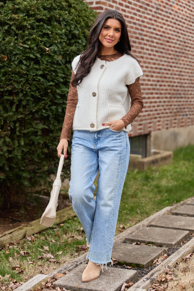 Morgan Brown Lace Mesh Top FINAL SALE