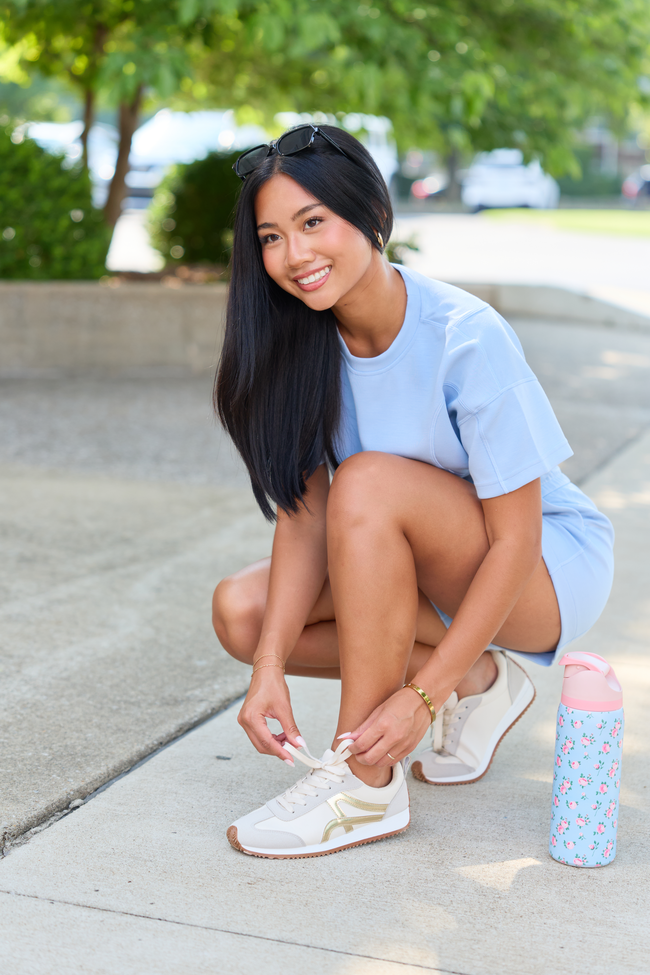 Morning Motion Light Blue Athletic Crop Tee