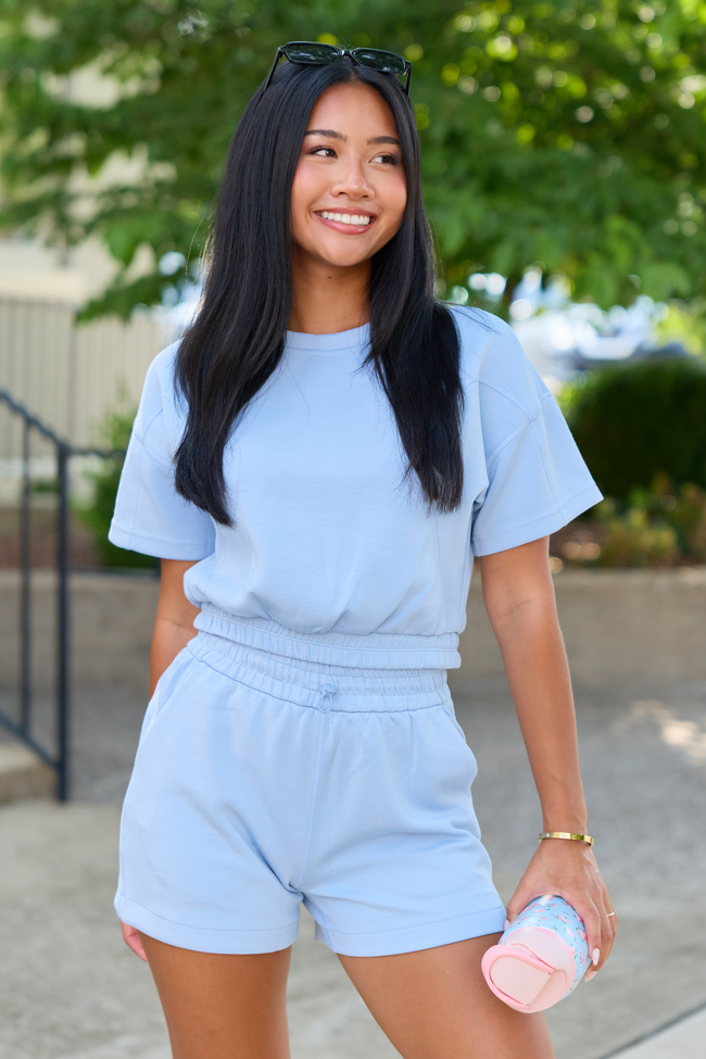 Morning Motion Light Blue Athletic Shorts