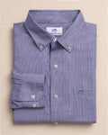 The front view of the Southern Tide Moultrie Plaid Sport Shirt by Southern Tide - Nautical Blue