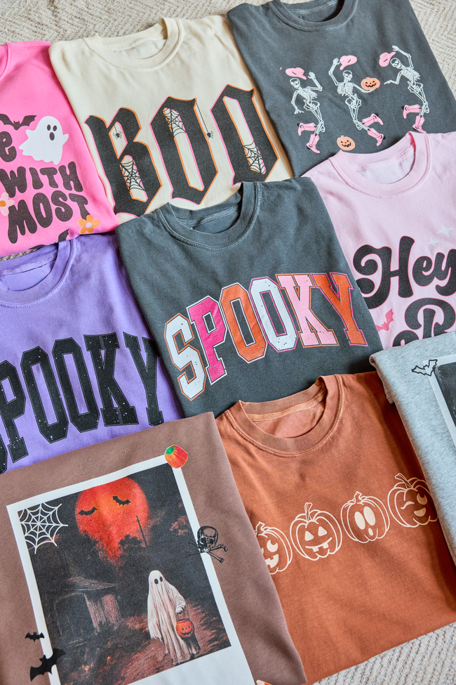 Multi Color Spooky Block Dark Grey Graphic Tee