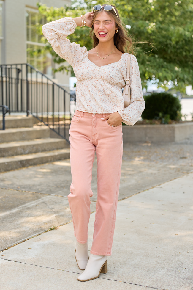 My Favorite Light Orange High Waisted Straight Jean