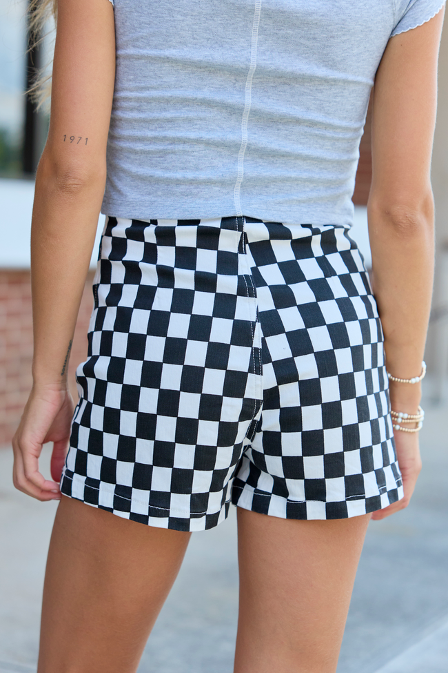 My Favorite Stretchy Black Checkered Skort