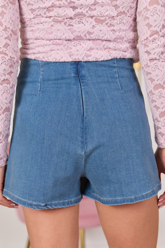My Favorite Stretchy Dark Wash Side Slit Denim Skort