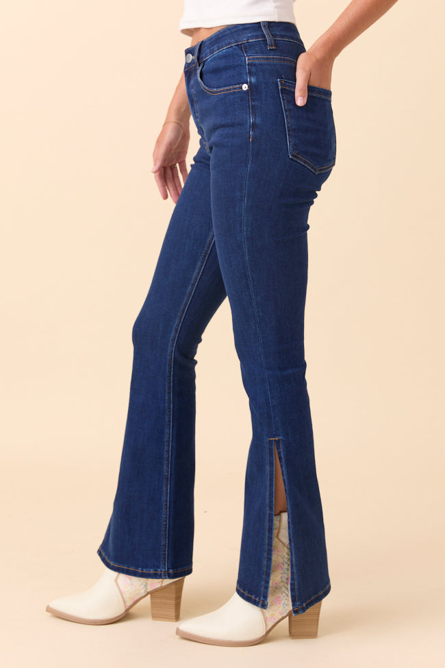 My Favorite Stretchy Dark Wash Slit Hem Jeans FINAL SALE