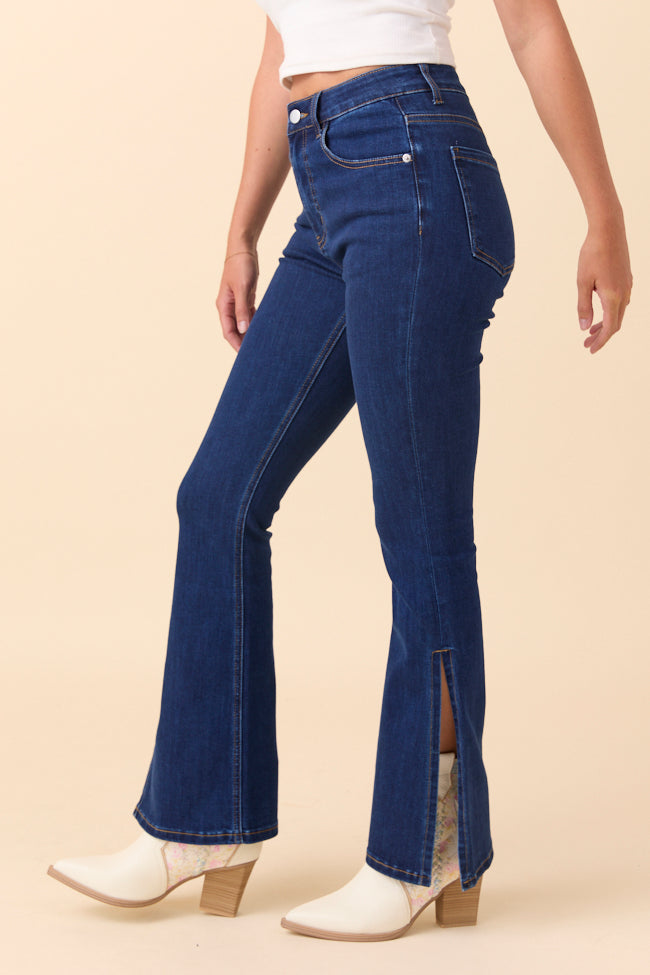 My Favorite Stretchy Dark Wash Slit Hem Jeans FINAL SALE