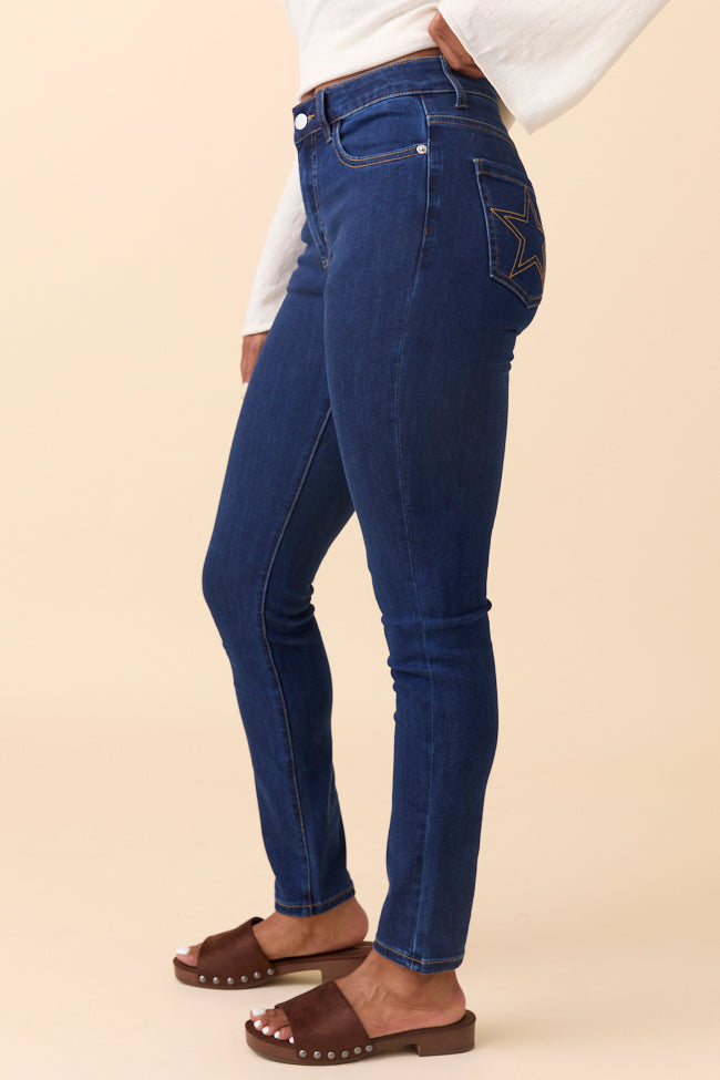 My Favorite Stretchy Dark Wash Star Stitch Jeans FINAL SALE