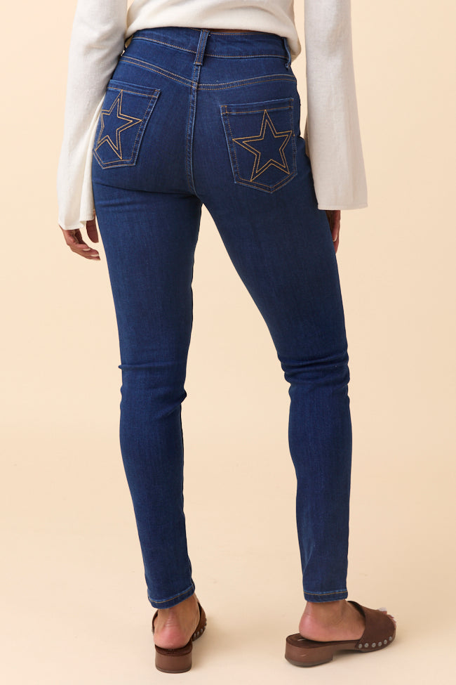 My Favorite Stretchy Dark Wash Star Stitch Jeans FINAL SALE