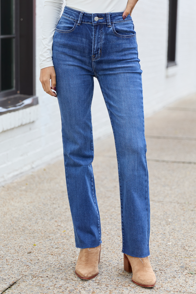 My Favorite Stretchy Dark Wash Straight Leg Jeans