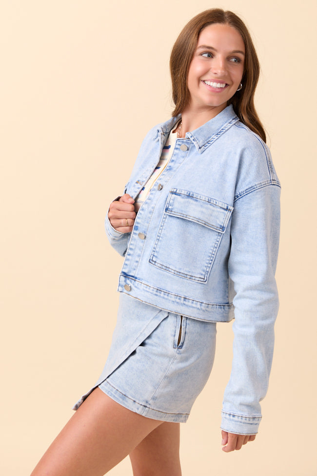 My Favorite Stretchy Light Wash Denim Jacket FINAL SALE