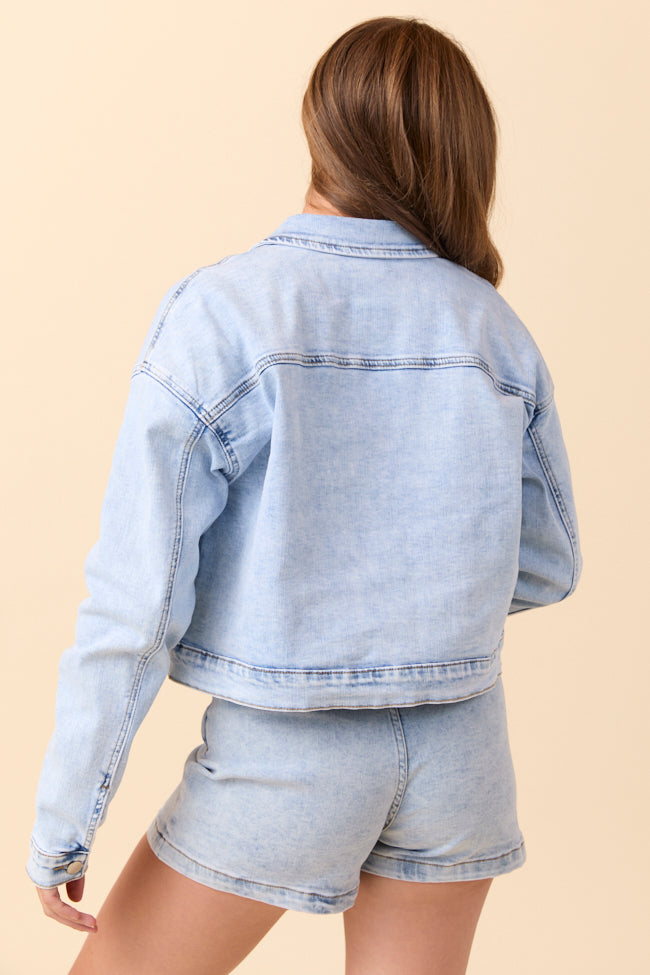 My Favorite Stretchy Light Wash Denim Jacket FINAL SALE