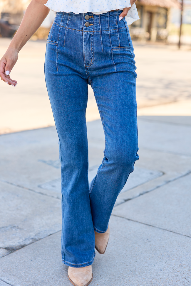 My Favorite Stretchy Medium Wash Flare Jeans
