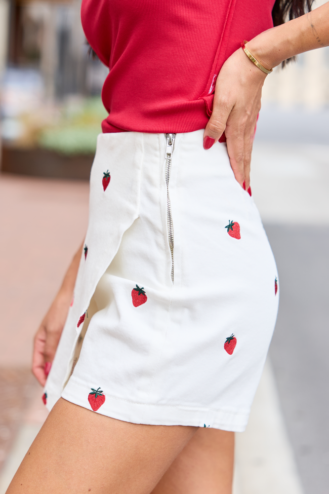My Favorite Stretchy Strawberry Embroidered Skort FINAL SALE