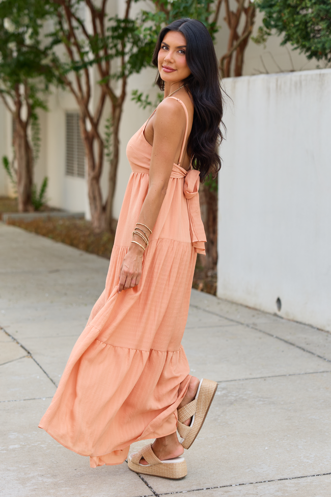 My Own Journey Orange Woven Maxi Dress