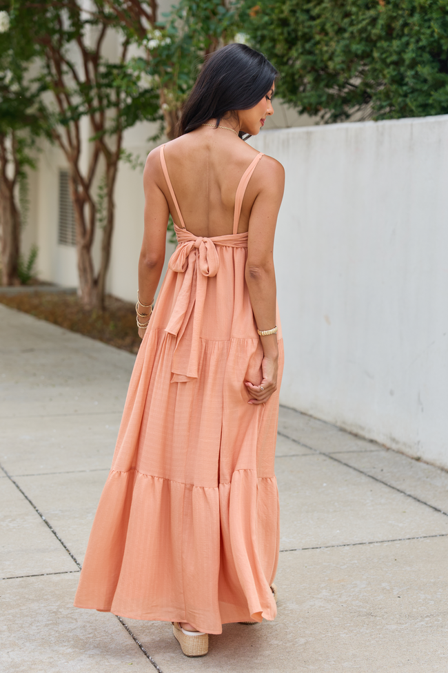 My Own Journey Orange Woven Maxi Dress