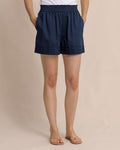 The front view of the Southern Tide Nance Embroidered Shorts by Southern Tide - Dress Blue