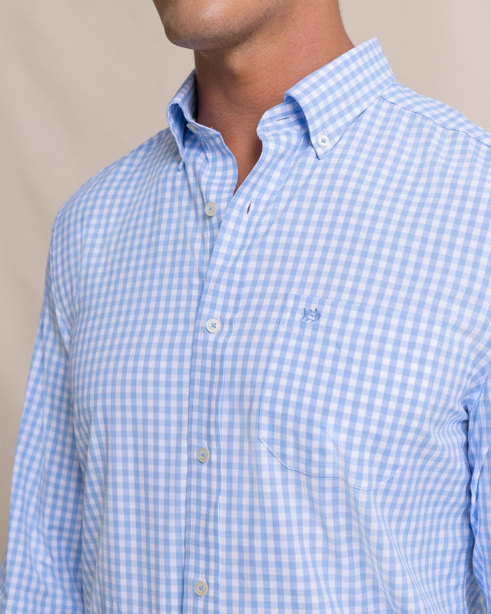 The detail view of the Southern Tide Nassau Gingham Coastal Breeze® Sport Shirt by Southern Tide - Ocean Channel