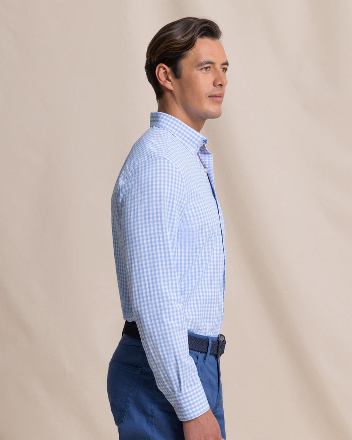 The side view of the Southern Tide Nassau Gingham Coastal Breeze® Sport Shirt by Southern Tide - Ocean Channel
